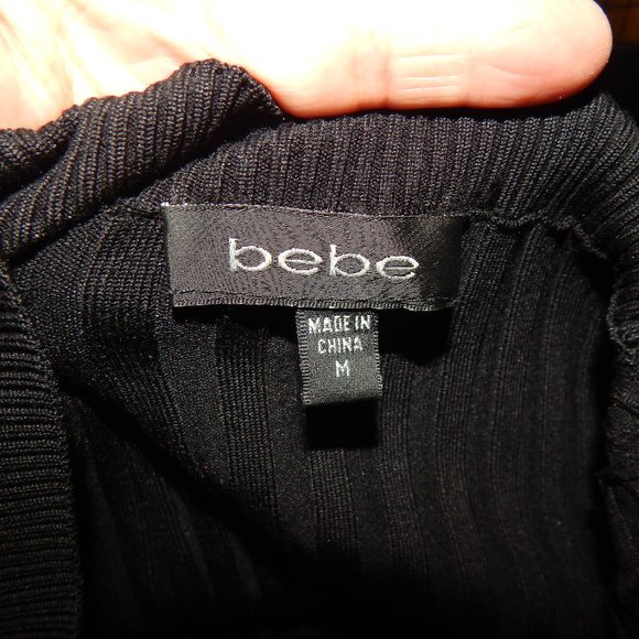 Bebe size S/M FITTED BLACK Ribbed TOP - Picture 2 of 6